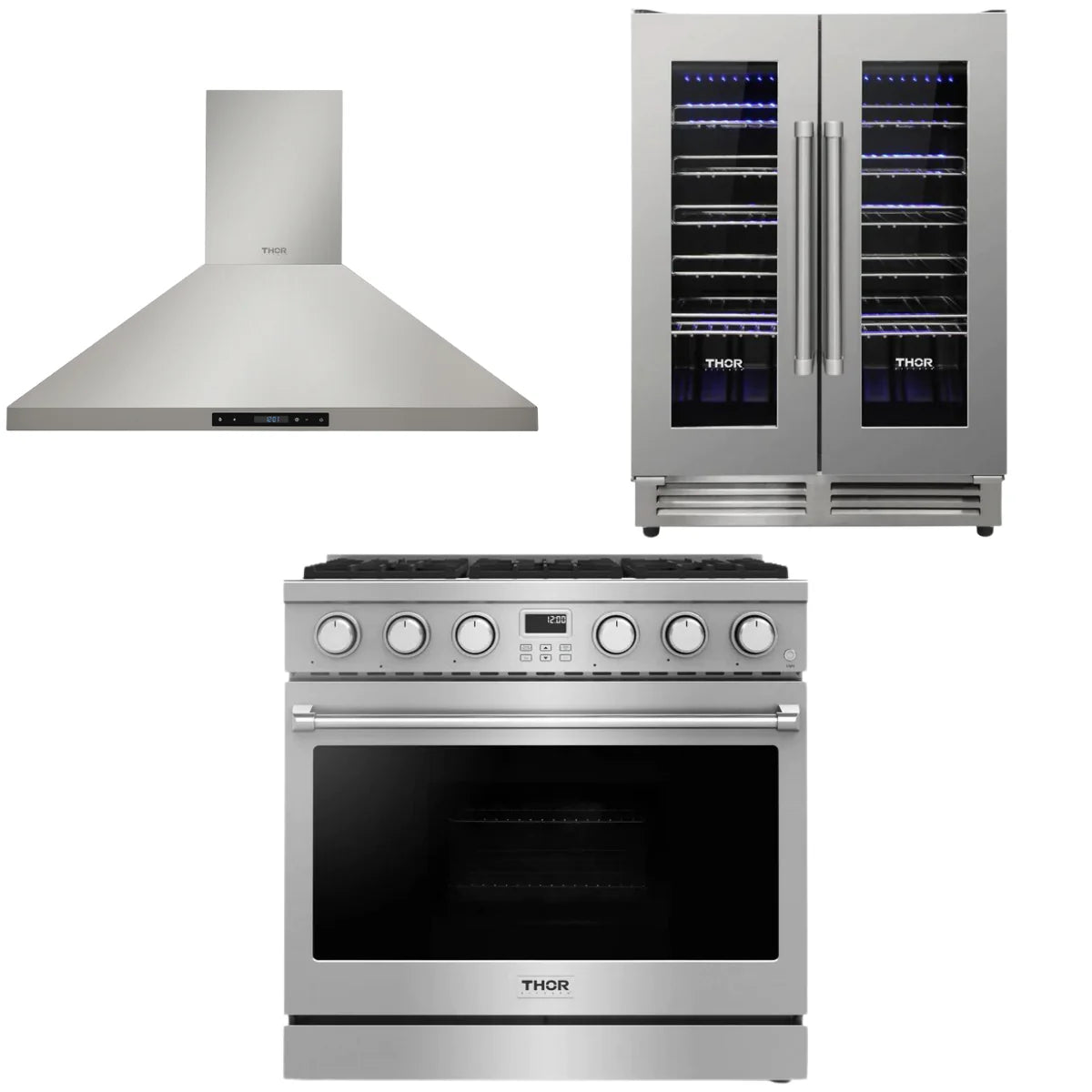 36 Gas Range, Range Hood and Wine Cooler T844771
