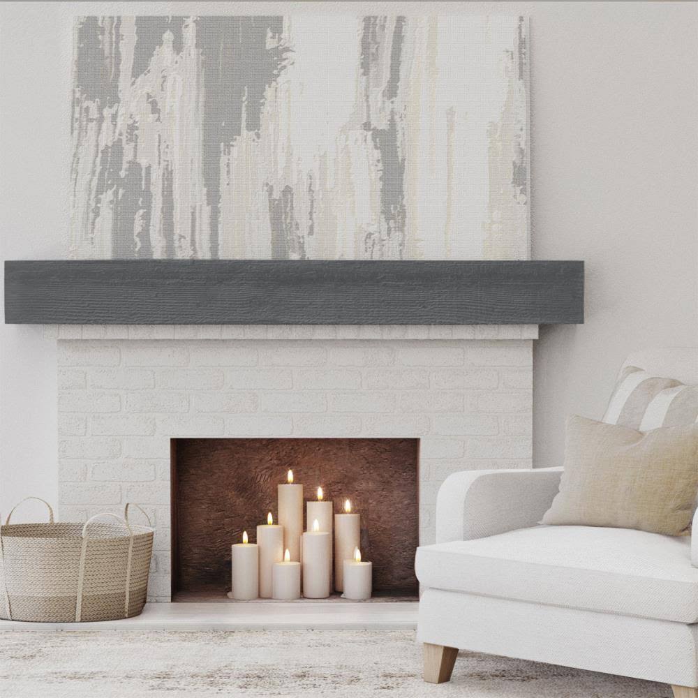 Rough Sawn Faux Wood Fireplace Mantel, Aged Ash X986989