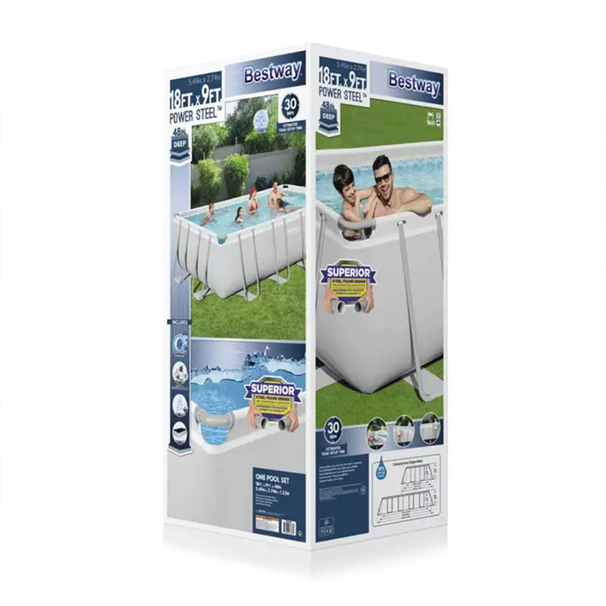 18ft x 9ft x 4ft Rectangular Above Ground Swimming Pool Kit H2256