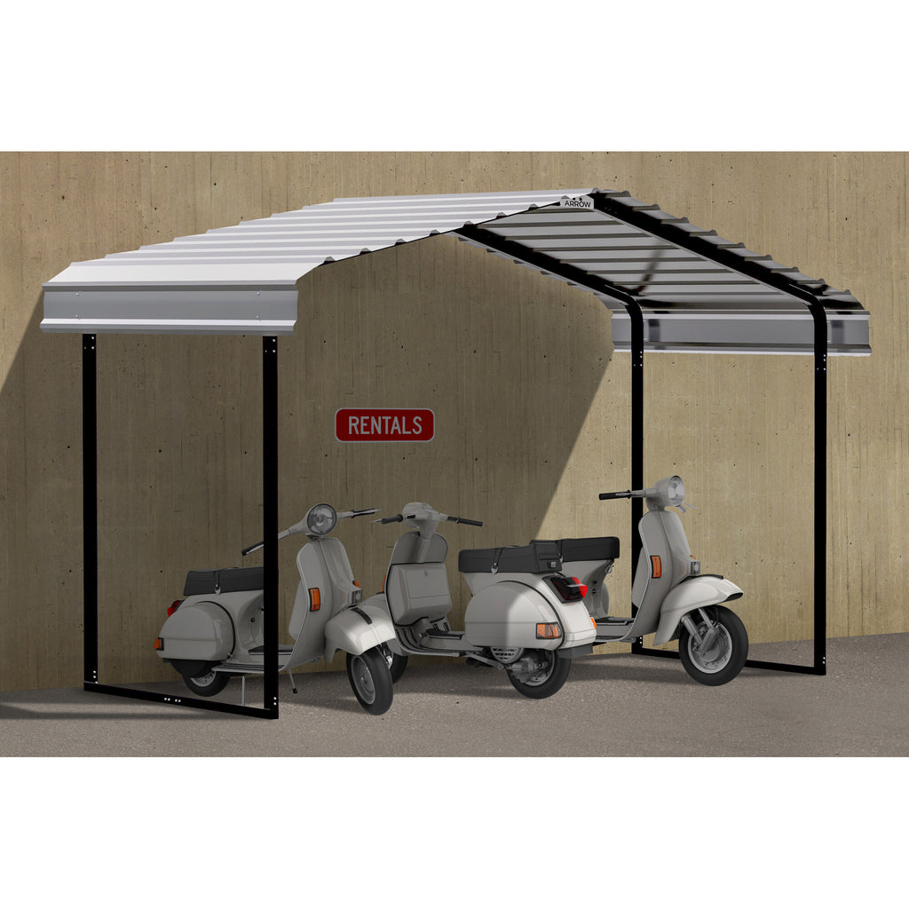 Arrow Metal Canopy 12 x 6 x 7ft. Eggshell Width 146 in Height 102 in Steel O116090