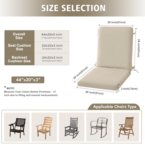 High Back Outdoor Chair Cushions 44''x20'' Waterproof Burgundy N794838