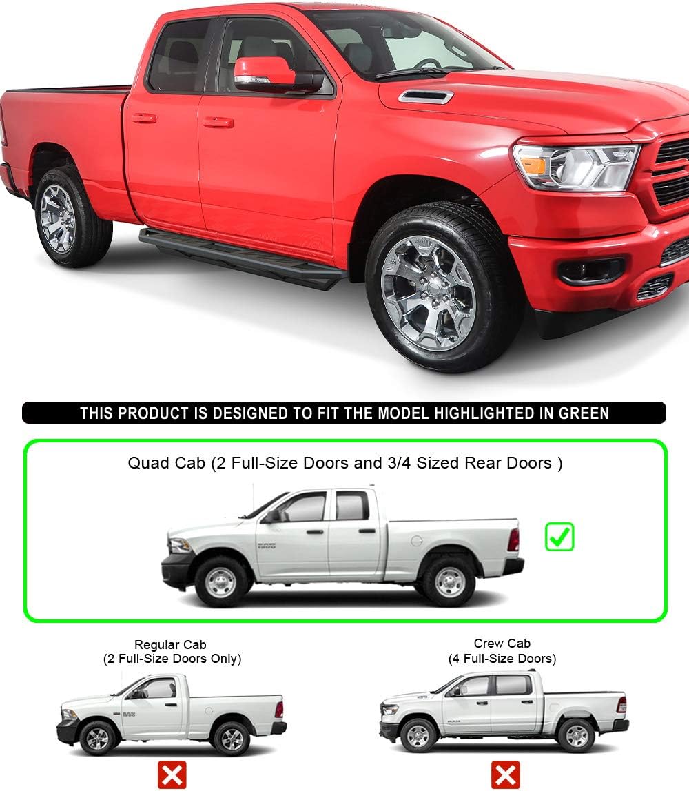 6.5in Aluminum Running Boards for Dodge Ram 1500 Quad Cab J82537