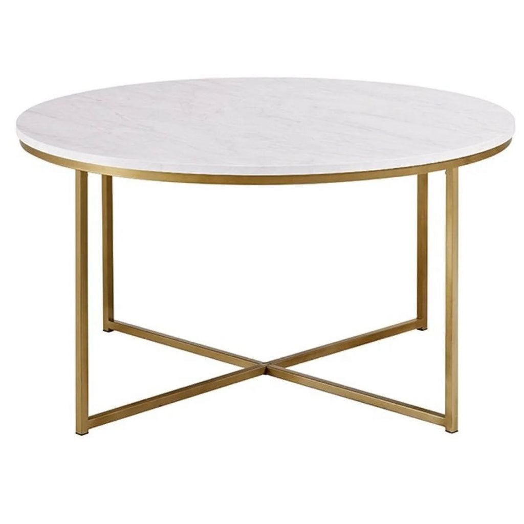 Round Marble Top Coffee Table in Gold T50877