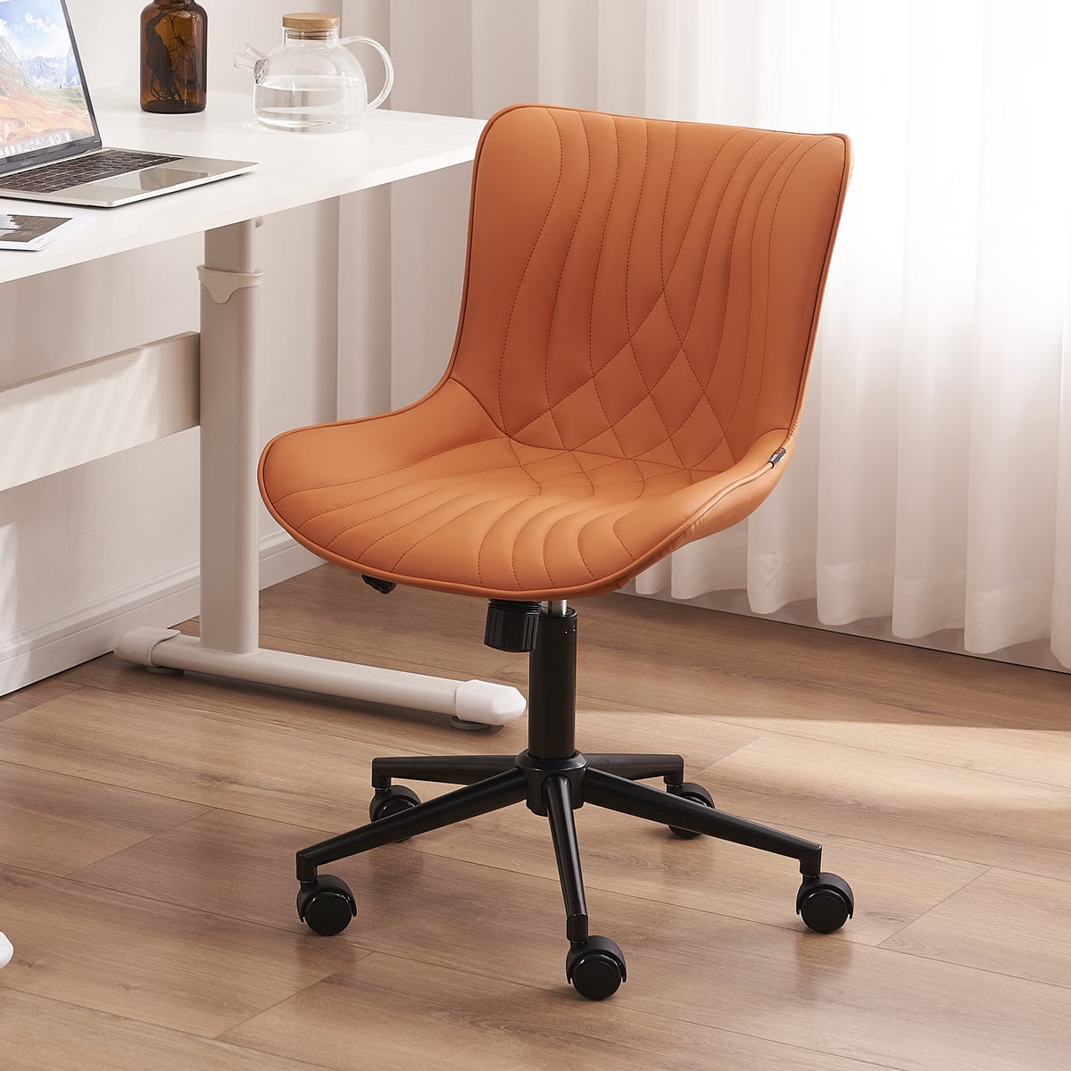 Camel PU Adjustable Ergonomic Office Chair with Wheels H534759