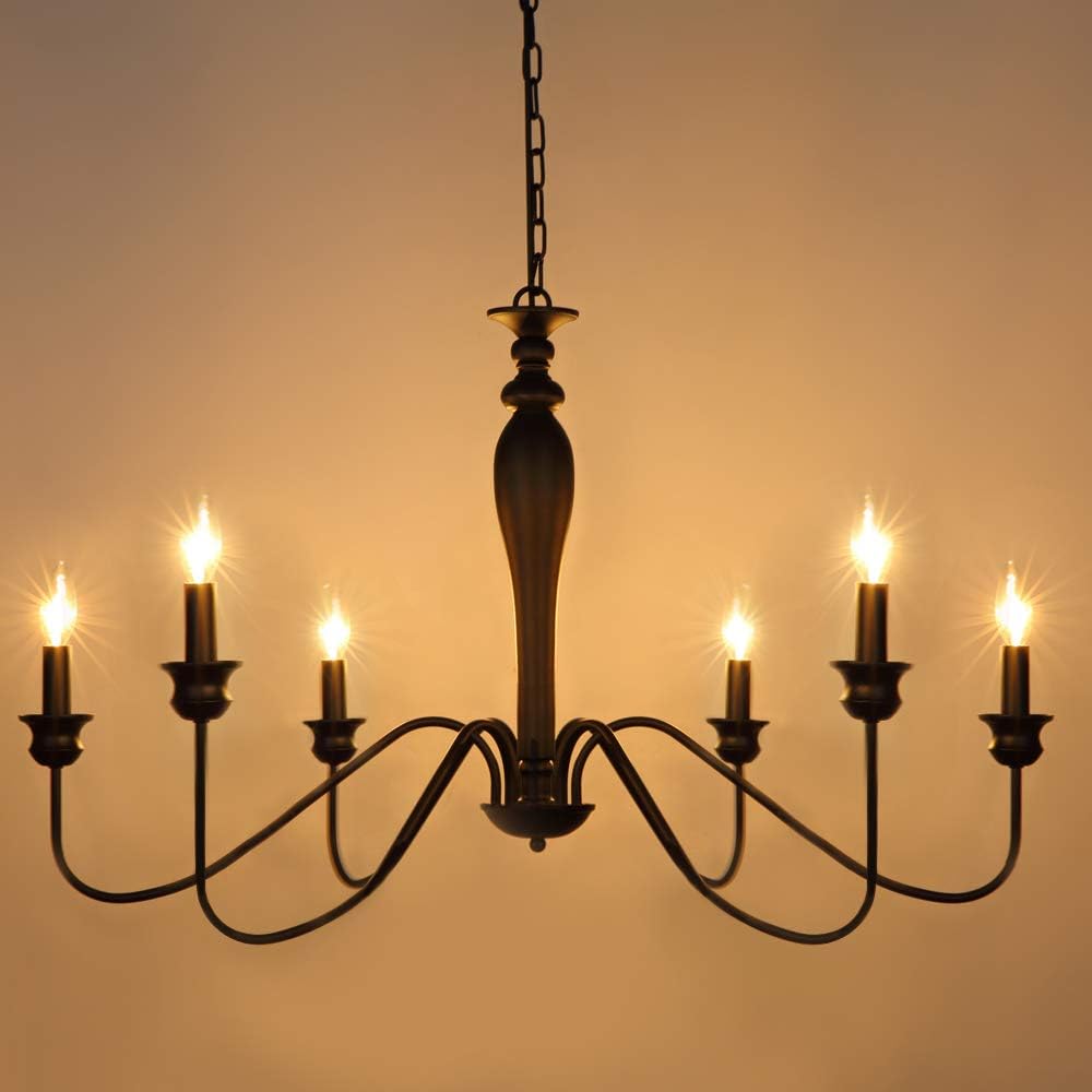 Black 6-Light Farmhouse Candle Chandelier M2547