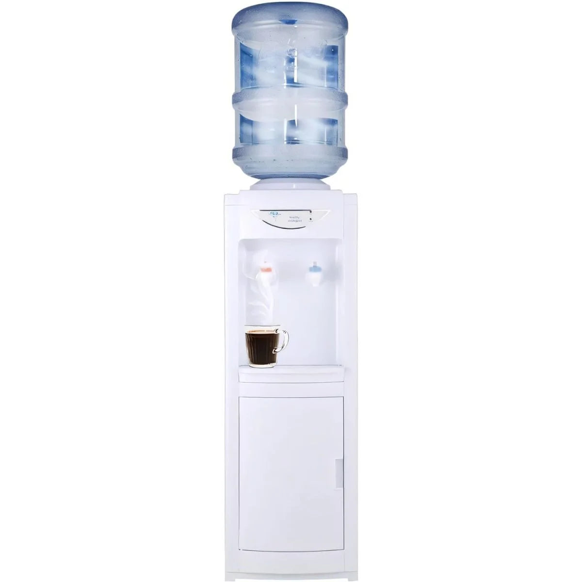 White Top Loading Hot and Cold Water Dispenser for 5 Gallon Bottle with Storage Cabinet & Child Safety Lock Y7858