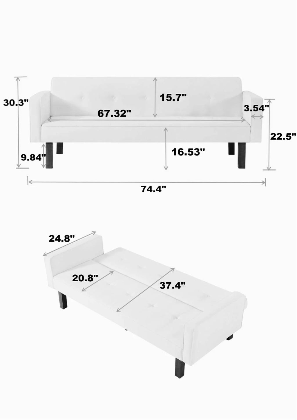 Grey Linen Futon Sofa Bed I1788