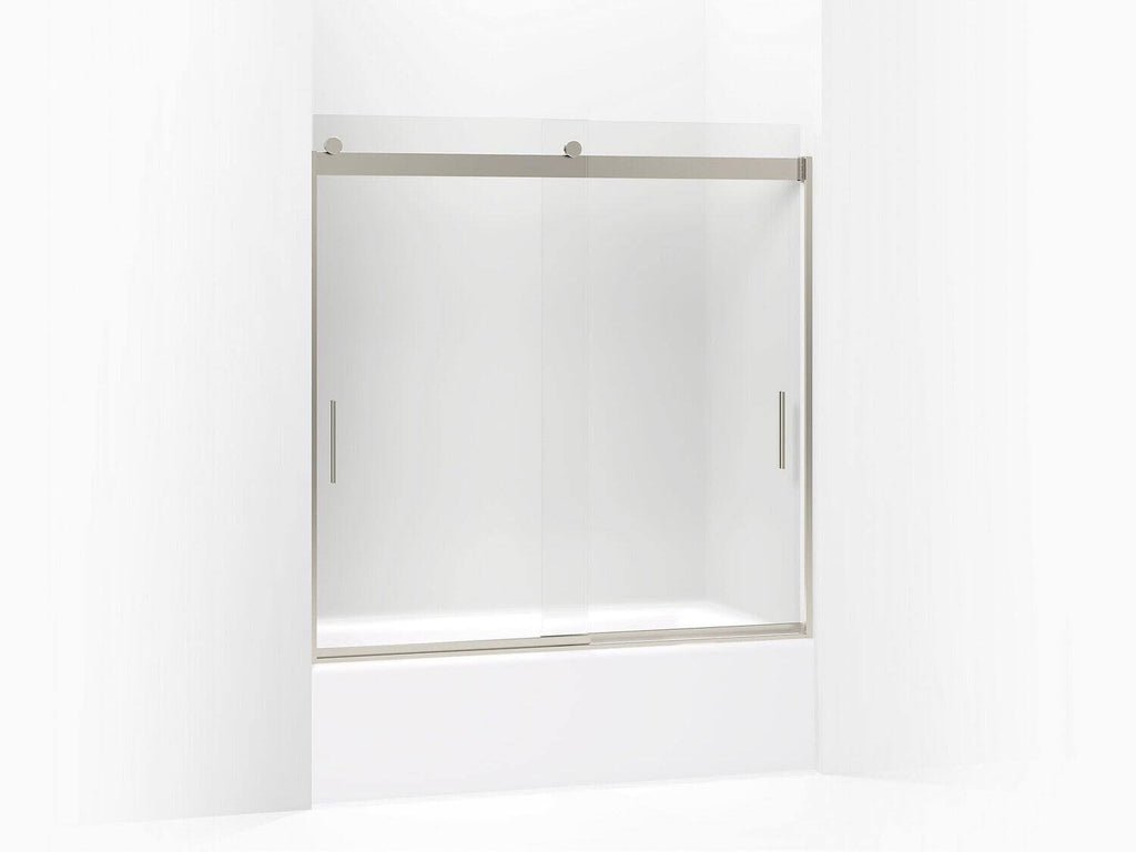 Frameless Sliding Bath Door with Frosted Glass, Matte Nickel J51131