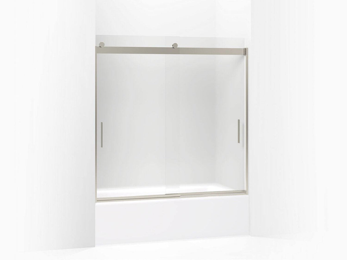 Frameless Sliding Bath Door with Frosted Glass, Matte Nickel J51131