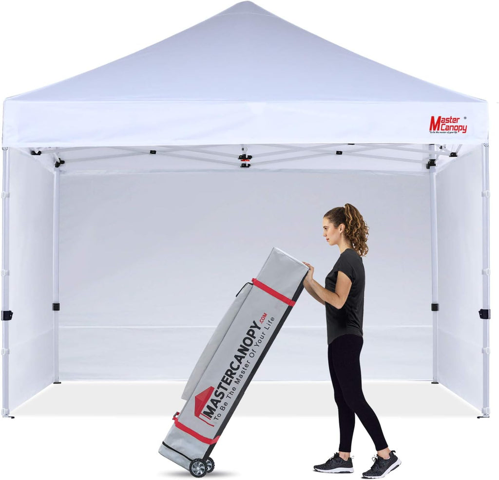 Pop-up Canopy Tent 10x10 Heavy Duty Instant Canopy with Sidewalls Pure White X64781