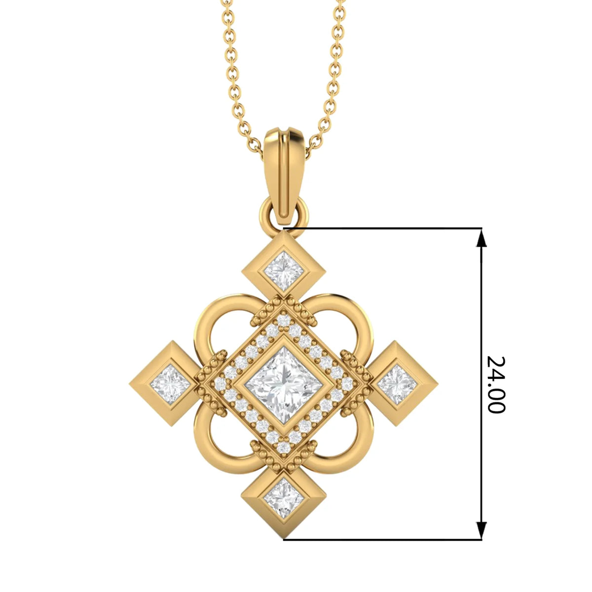 4MM Square Peridot 925 Silver Gold Vermeil Pendant Necklace D65834