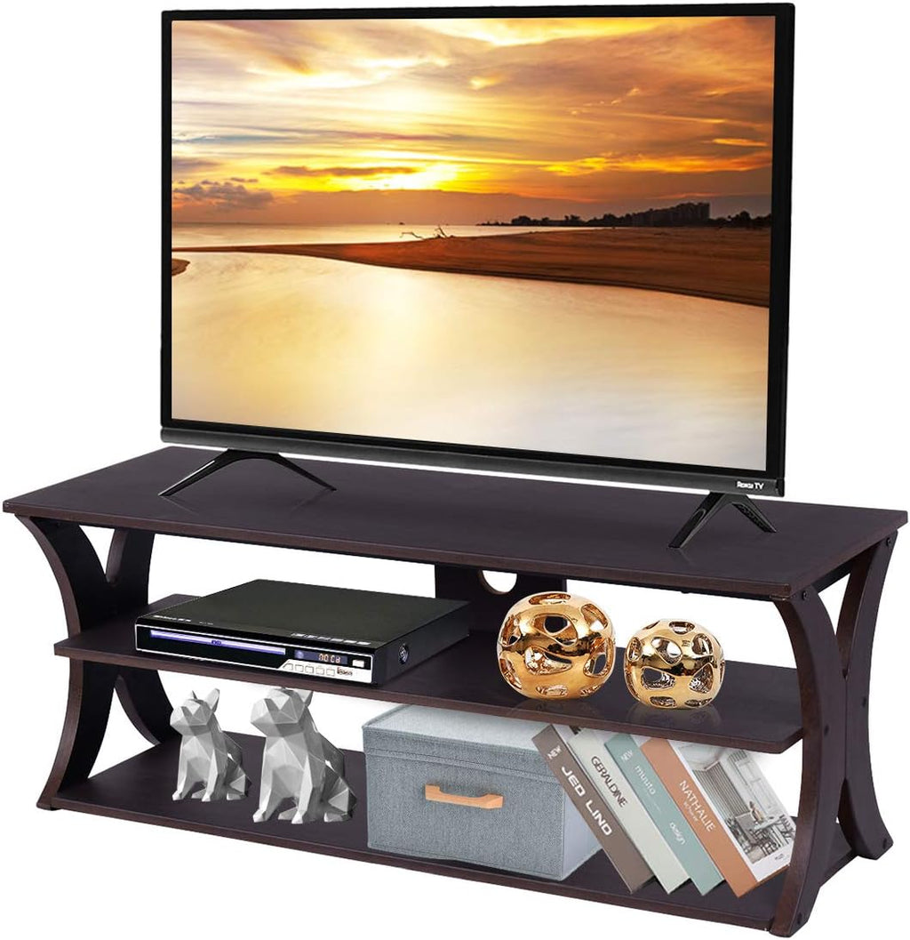 Dark Brown 3-Tier TV Stand with Glass Top Z73000
