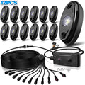 12Pods LED Rock Lights Kit with Switch Wire Harness F8101