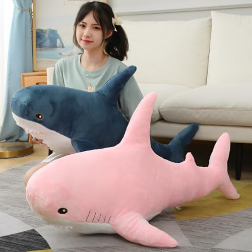 Blue 31-inch Shark Plush Toy Pillow W724