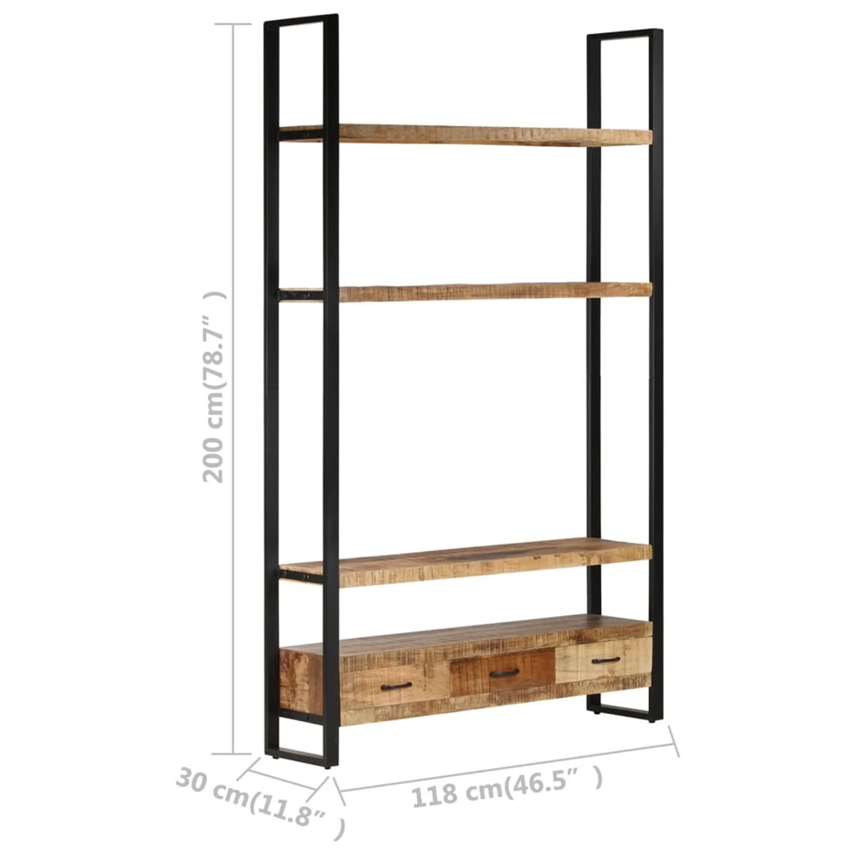 Mango Wood 3 Drawer 3 Shelf Highboard E52630