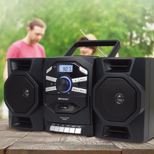 Portable CD Player Boombox with Cassette, AM/FM Radio, AUX, Detachable Speakers G41540