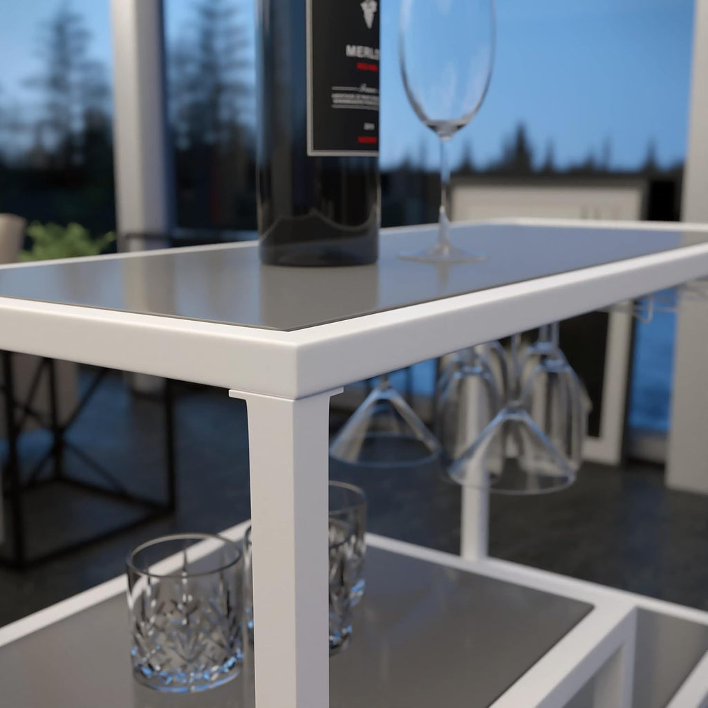 White Bar Cart with Wheels R3658
