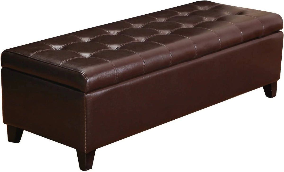Brown Tufted Storage Ottoman Bench F4509