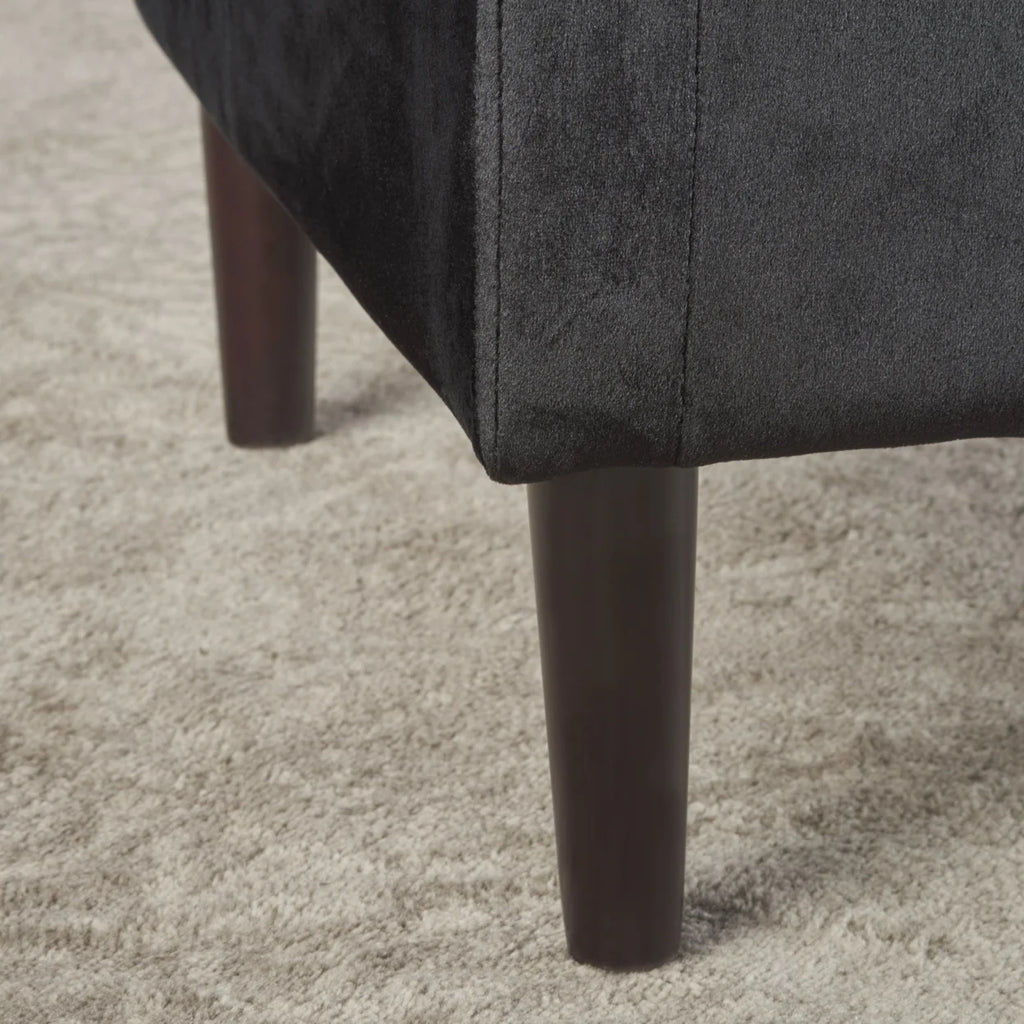 Black and Dark Brown Velvet Ottoman W8165