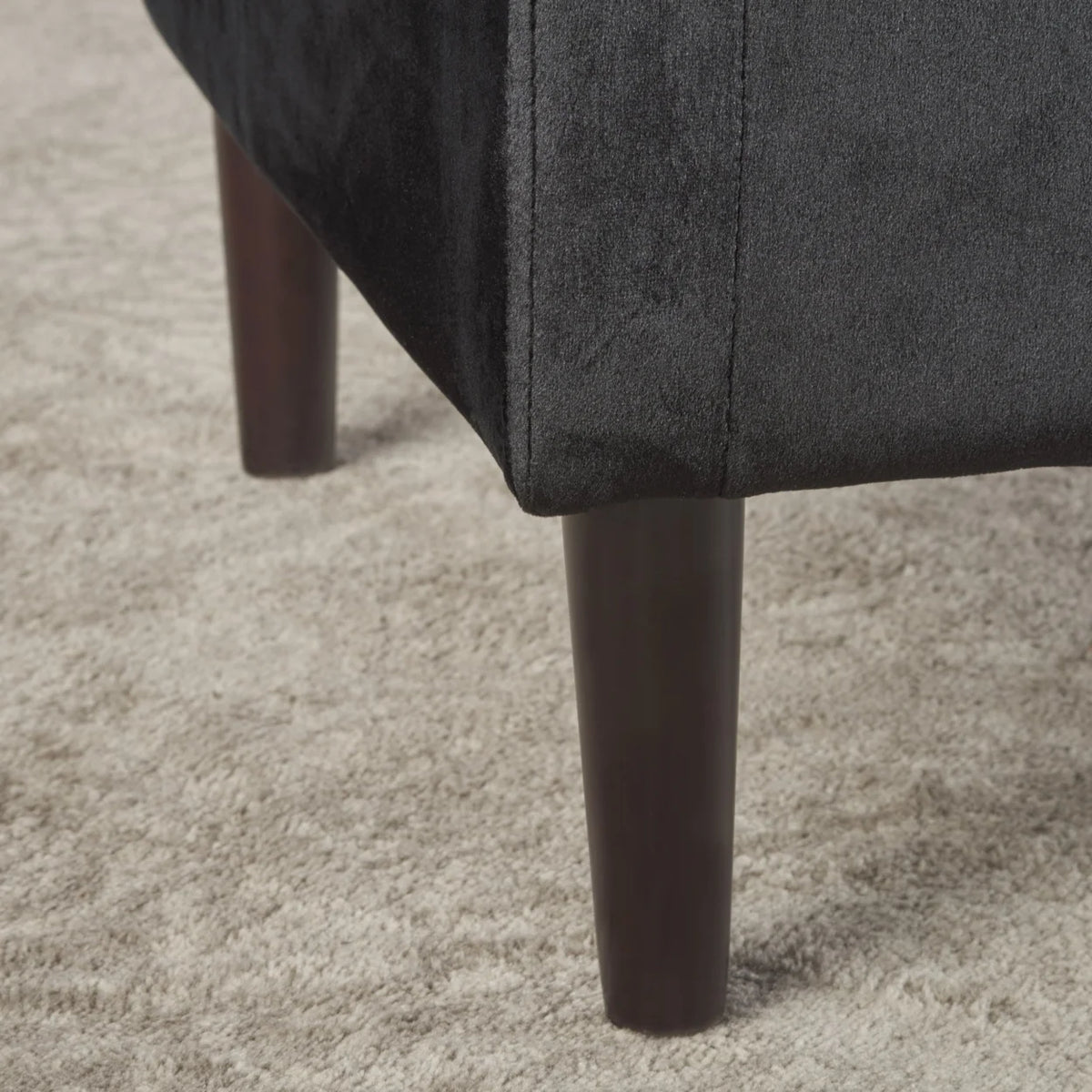 Black and Dark Brown Velvet Ottoman W8165