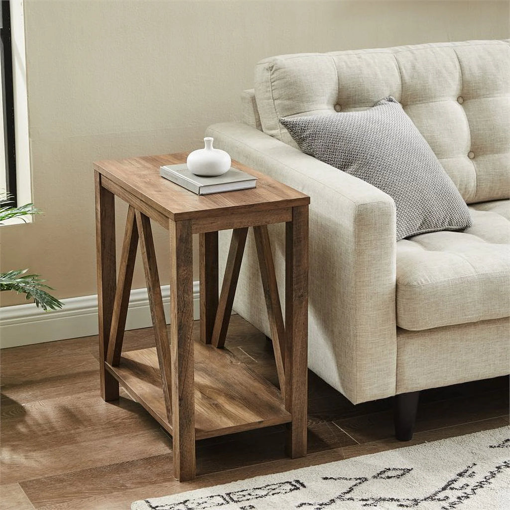 Rustic Oak Narrow End Table Set of 2 C39881