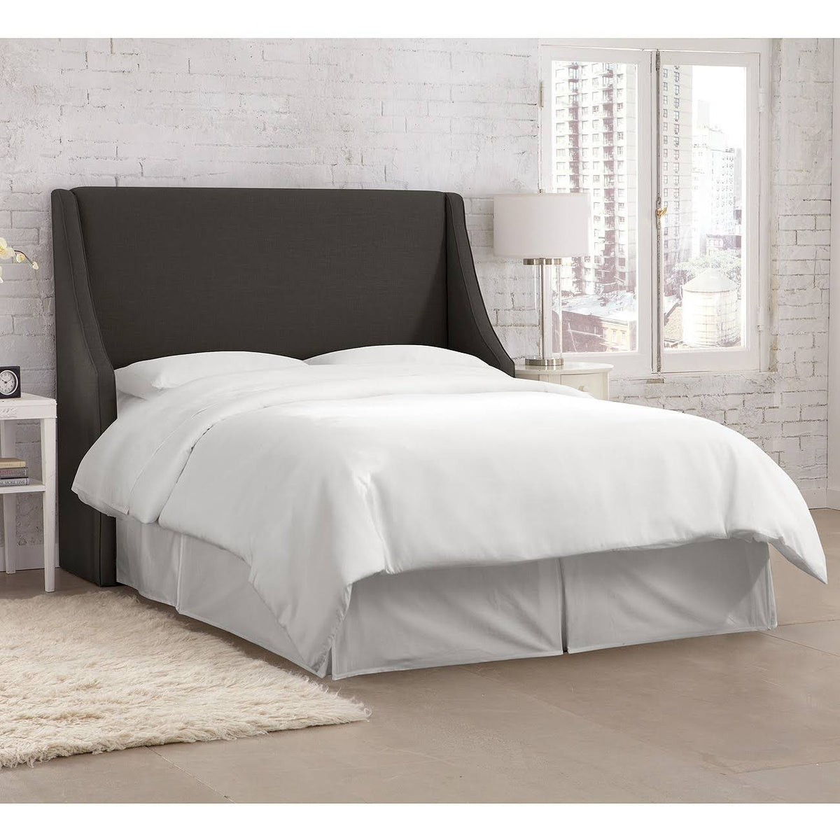 California King Linen Charcoal Wingback Headboard F43890