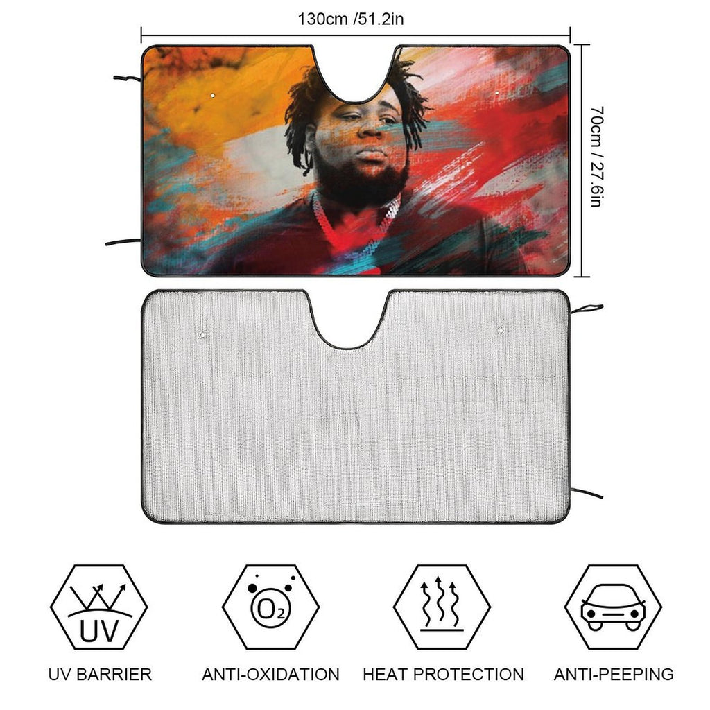 Rod Wave Car Windshield Sunshade Accessories Umbrella Foldable Reflective Sun Visor Front Window Cover Protector J17723