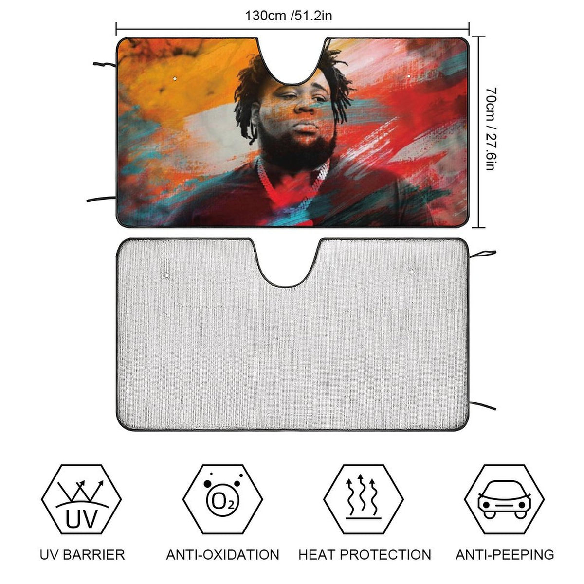 Rod Wave Car Windshield Sunshade Accessories Umbrella Foldable Reflective Sun Visor Front Window Cover Protector J17723