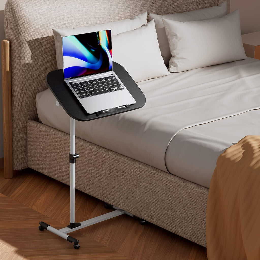 Black Adjustable Height Mobile Laptop Desk with Wheels J4801