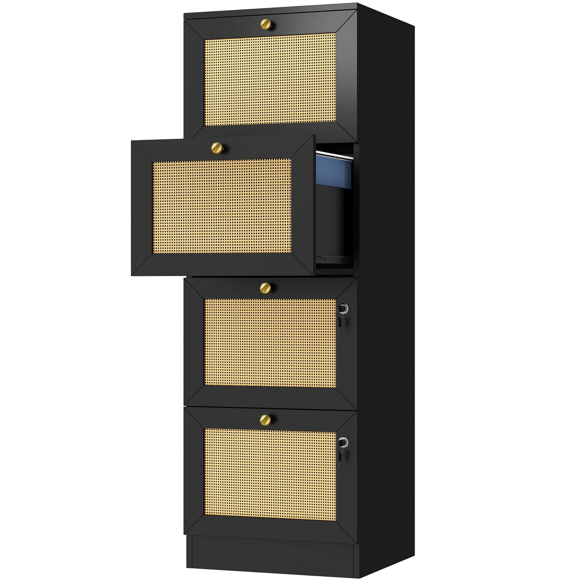 4 Drawer White Wood File Cabinet with Lock T345392
