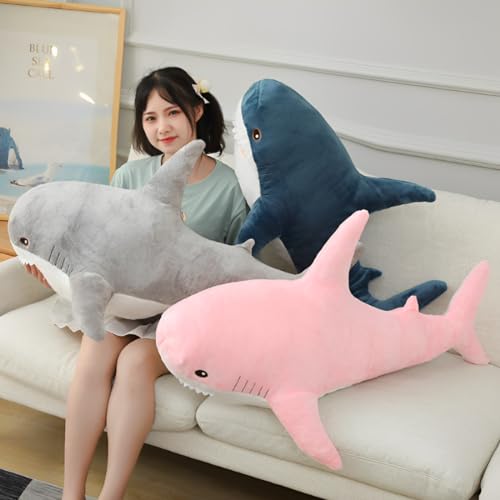 Blue 31-inch Shark Plush Toy Pillow W724