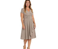 Taupe Short-Sleeve Faux-wrap Dress E93819
