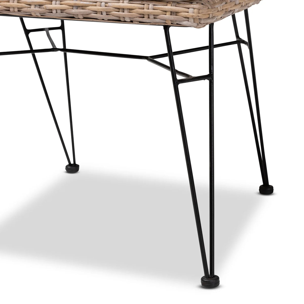 Grey Natural Rattan Metal Dining Chair 2-Piece Set J3990