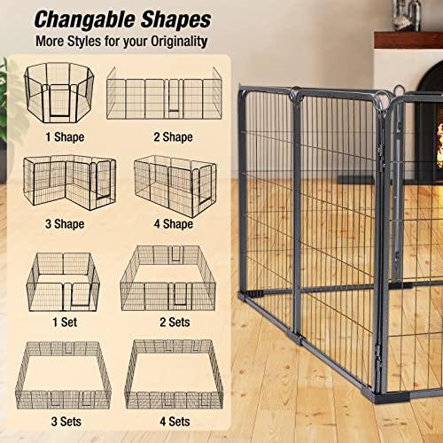 8 Panels 39 Inch Foldable Metal Dog Playpen M57693