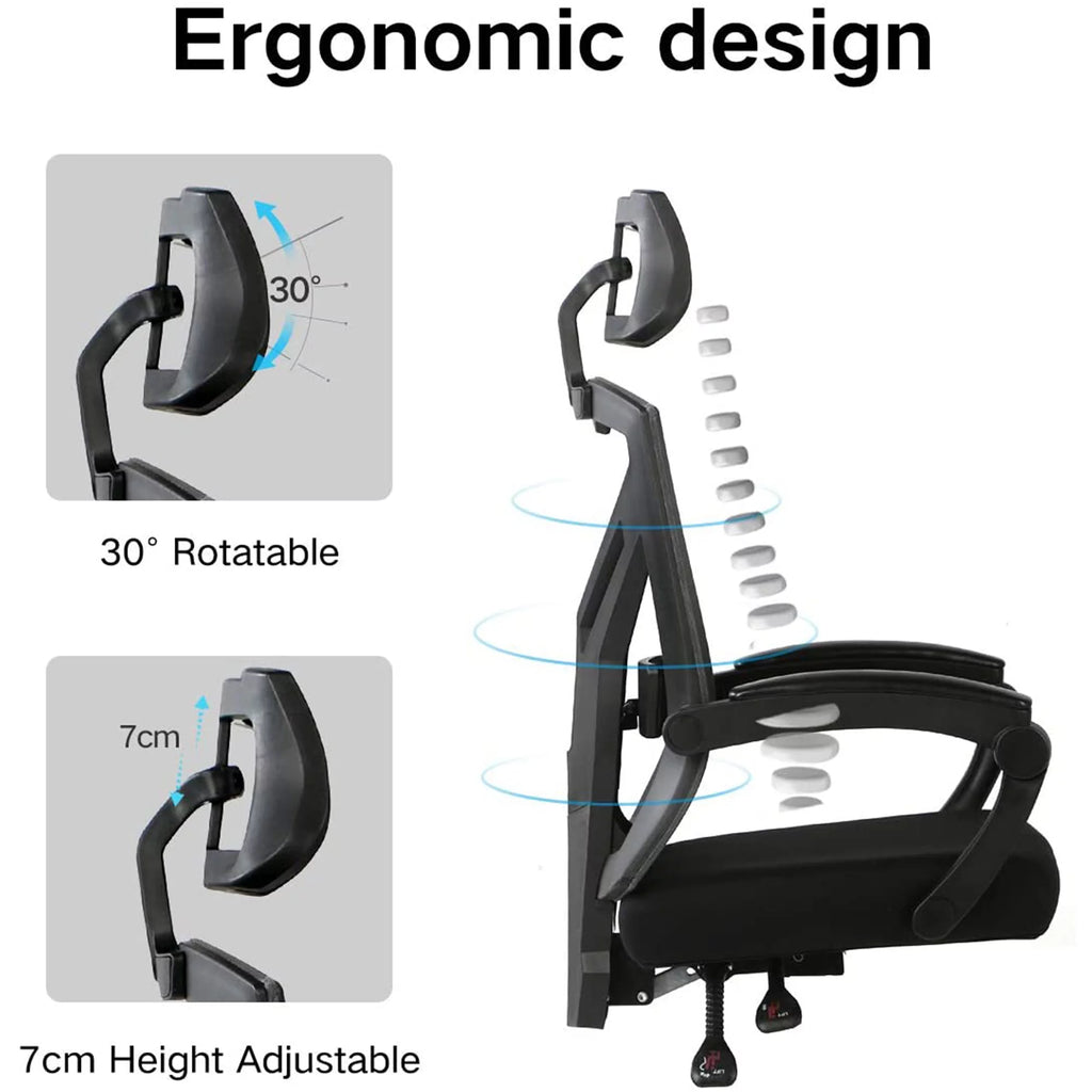 Black Ergonomic Recliner Chair with Lumbar Support and Footrest O701413