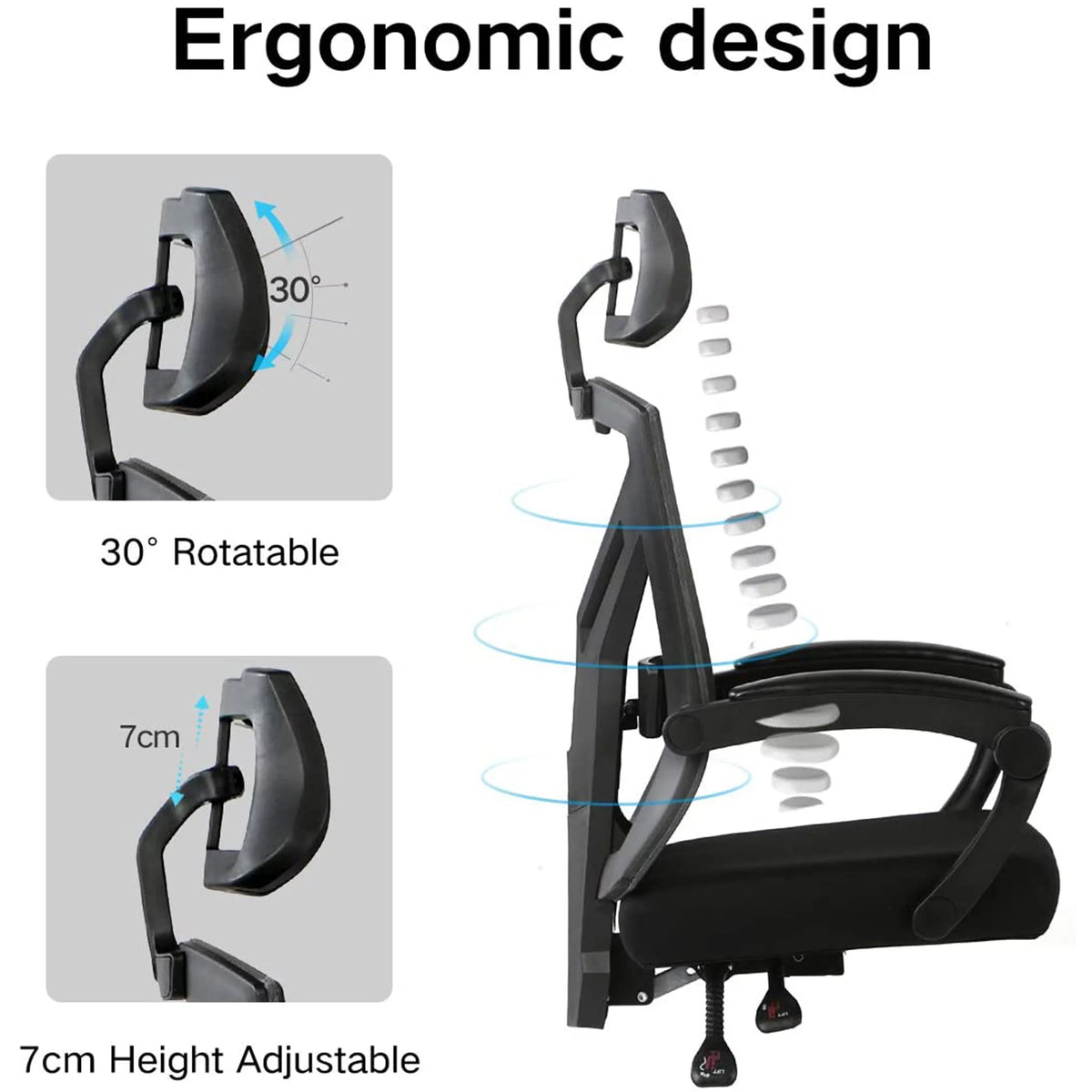 Black Ergonomic Recliner Chair with Lumbar Support and Footrest O701413