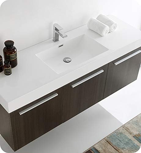 Gray Oak Wall Hung Single Sink Bathroom Cabinet V22987