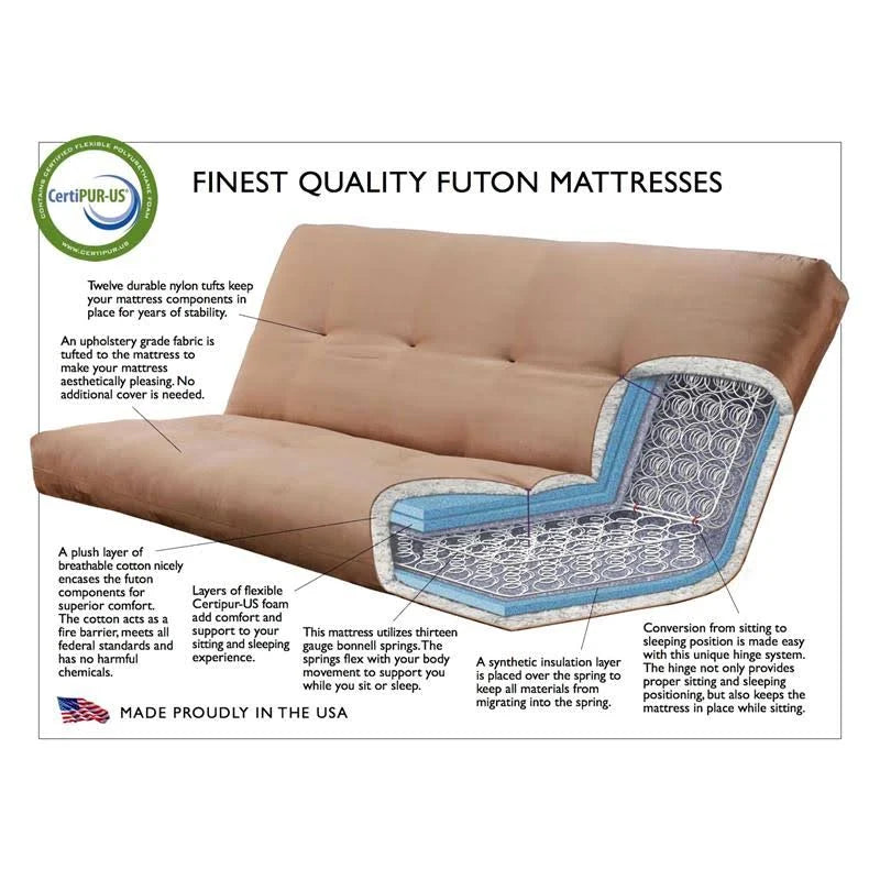 Antique White Full Futon with Mattress & Storage Drawers T478693
