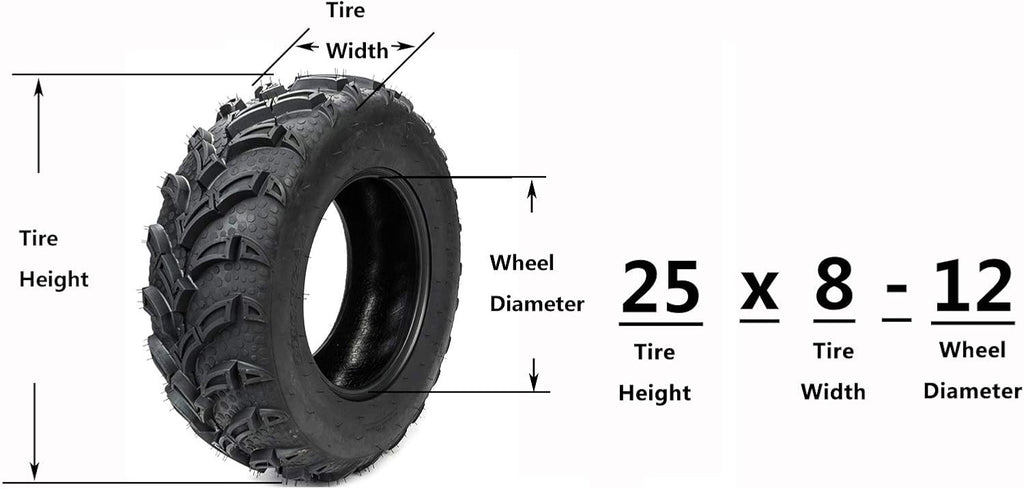 2PCS 25x8-12 Front ATV UTV All-Terrain Tires 6 PLY W510625