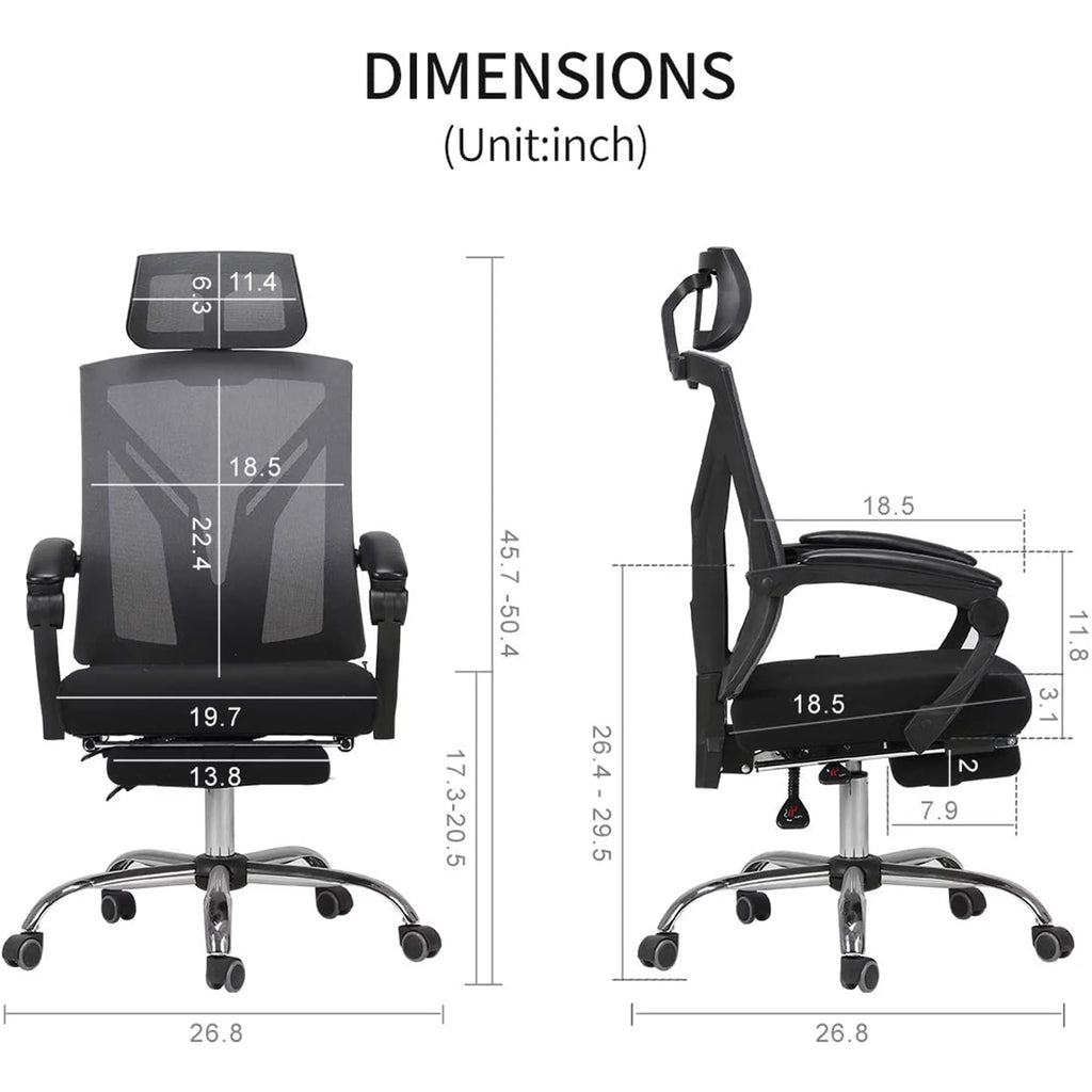 Black Ergonomic Recliner Chair with Lumbar Support and Footrest O701413