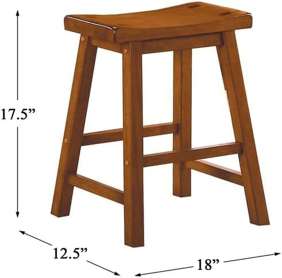 29" Solid Wood Saddle Stools Set of 2 Oak Brown N8997