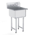 Stainless Steel 1 Compartment Free Standing Small Sink with Faucet & Legs, 21"x18" Single Bowl Sink X6048