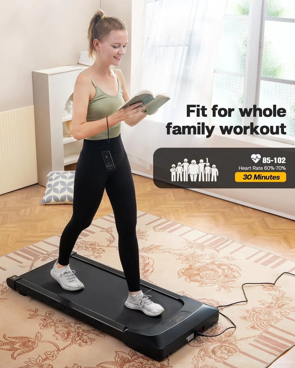 2.5HP Slim Under Desk Treadmill with Remote Control E64129