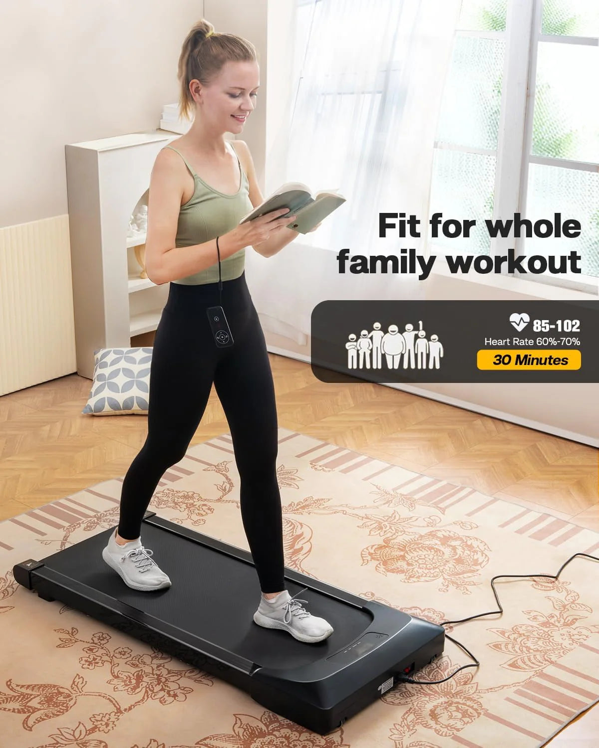 2.5HP Slim Under Desk Treadmill with Remote Control E64129