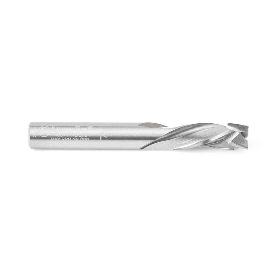 Solid Carbide Compression Spiral 3/8 Dia x 1 x 3/8 Shank x 3 inch Long CNC Router Bit U43689