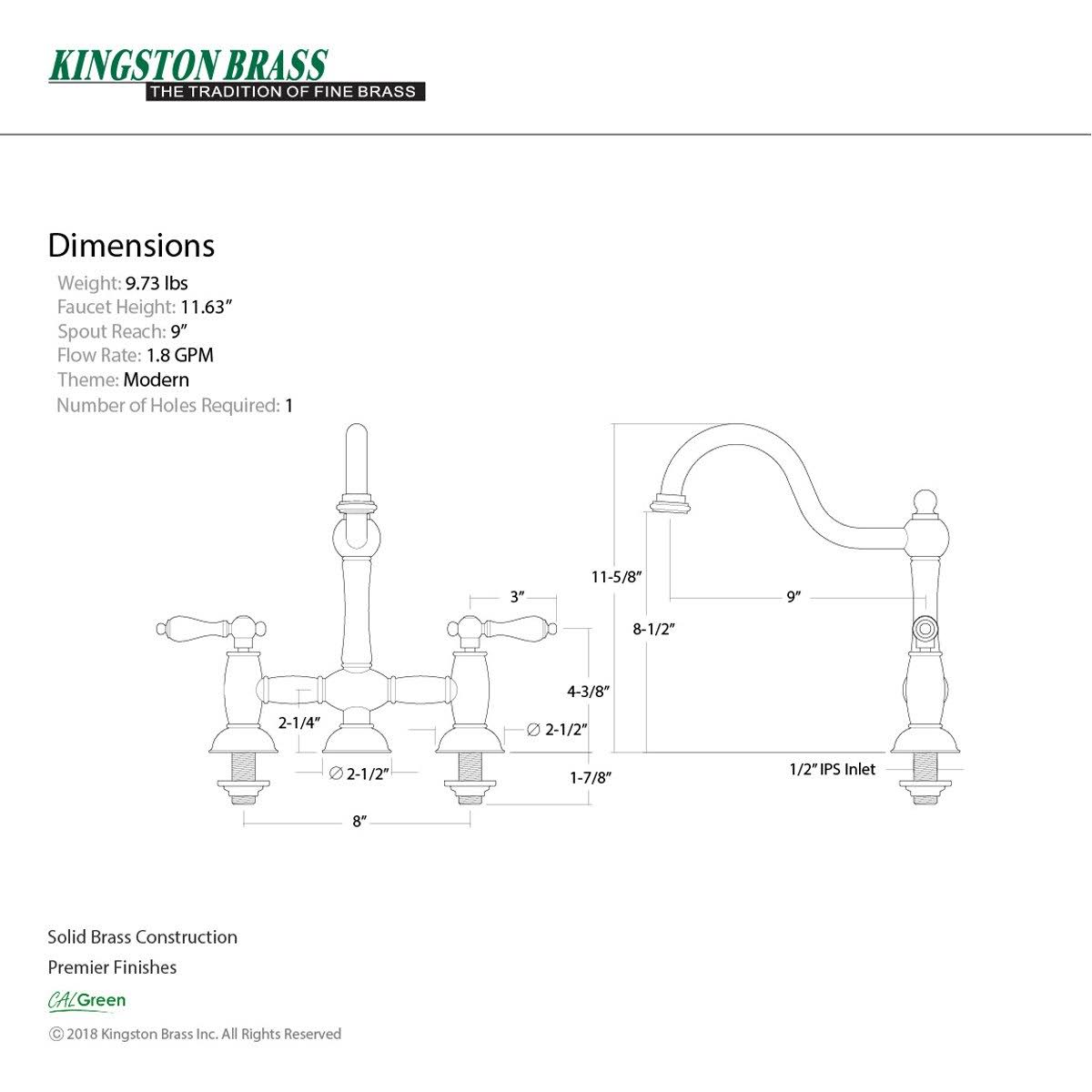 Oil Rubbed Bronze Bridge Kitchen Faucet K65287