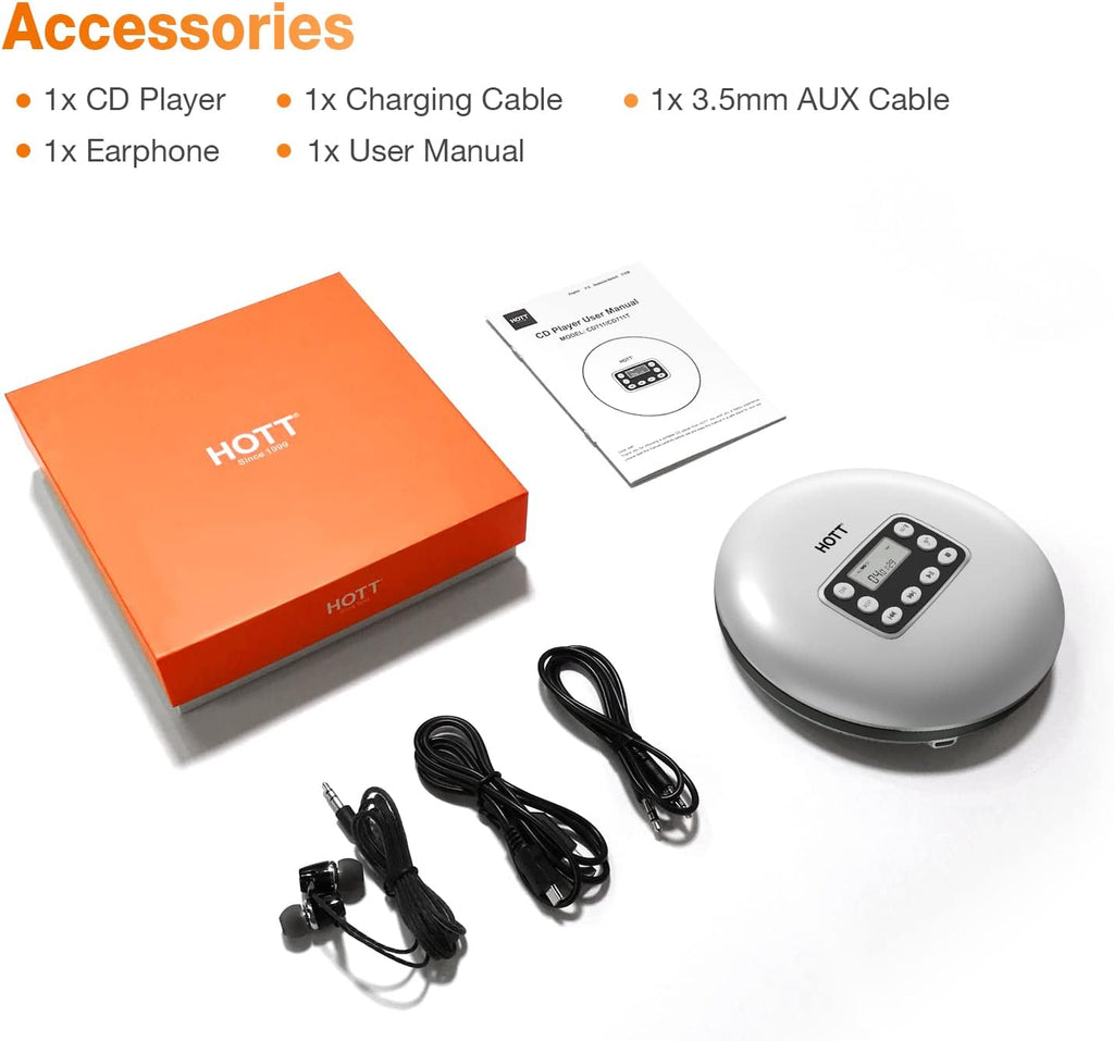 Rechargeable Portable CD Player with Bluetooth D517