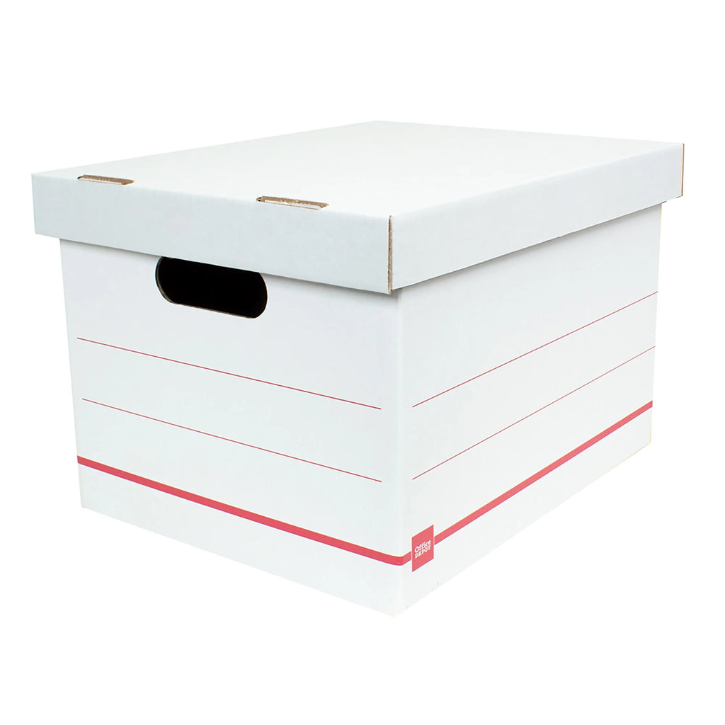 Corrugated Storage Boxes, Letter/Legal Size, 15" x 12" x 10", 60% Recycled, White/Red, Pack Of 10 S656