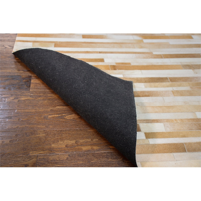 Camel Hair on Hide Leather Area Rug U945