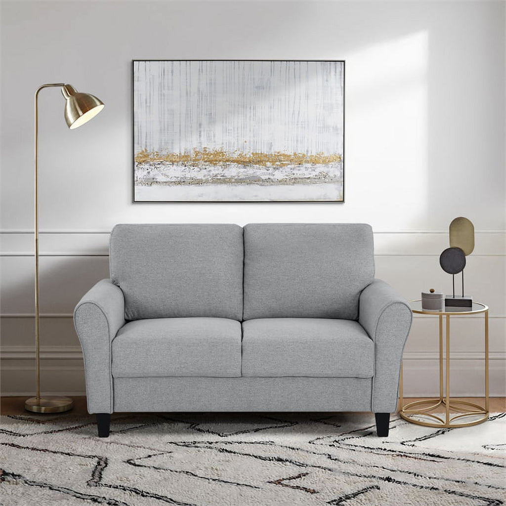Transitional Solid Wood and Polyester Love Seat in Dark Gray/Black Y786